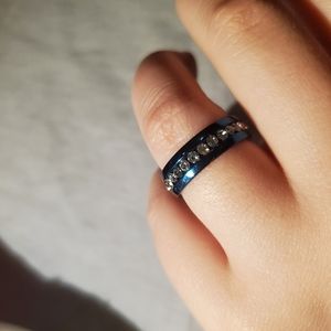 Blue and crystal size 8 Ring